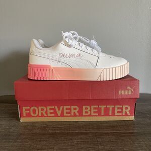 PUMA Carina 2.0 Lots Of Love Youth Girl’s White Pink Sneakers Shoes Size US4.5